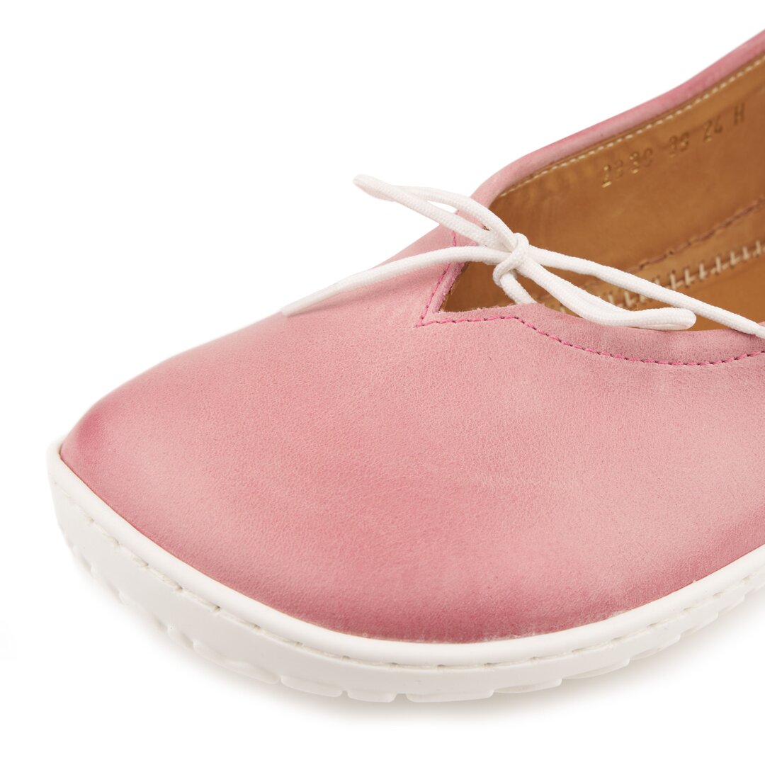 Dames barefoot leren ballerina s Tamara roze Schapenwolproducten Woolville