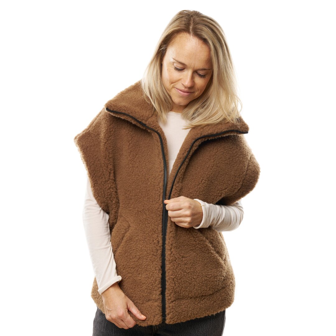 Perfect Wool - Wollen Gilet - Merino Gilet Dames en Heren - Warm en Zacht - voor Herfst en Winter, met Kraag, Ritssluiting en Zakken - Beige - Maat XL