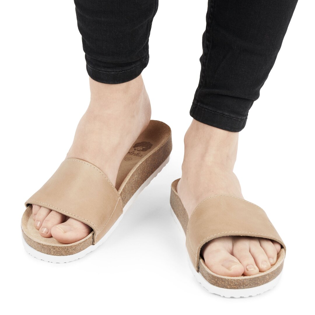 Sandales Mules Femmes/hommes En Cuir Synthétique – Claquettes Plates En Liège – Confortables, Antidérapantes – Pour été, Quotidien