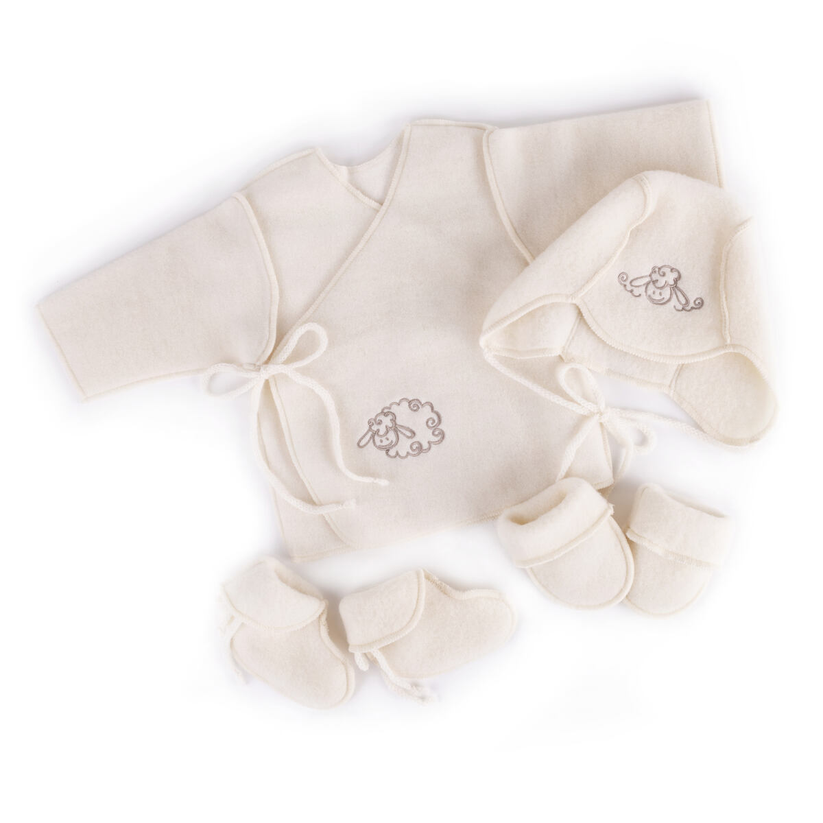 Vlněná novorozenecká souprava bílá M