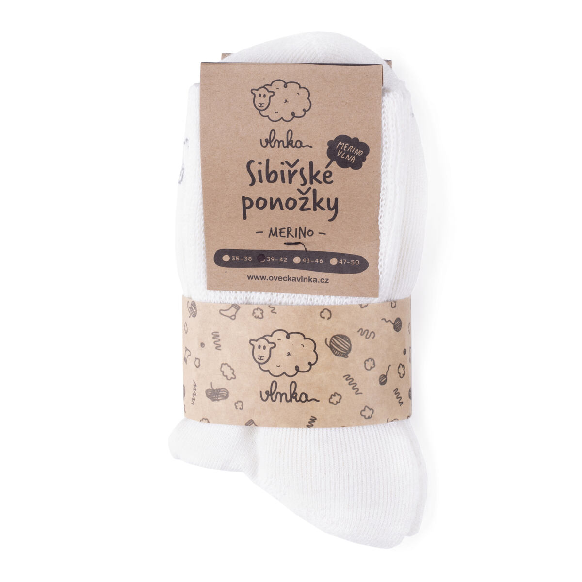 Sibiřské ponožky Merino 2 páry bílá