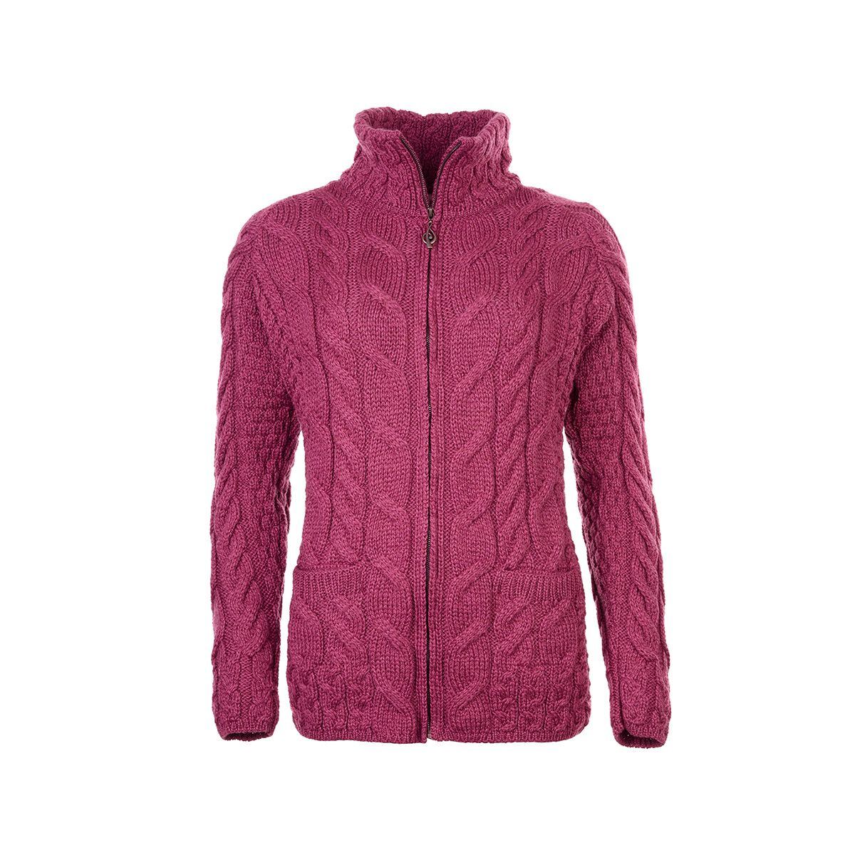 Dámský vlněný svetr Supersoft Merino na zip červená