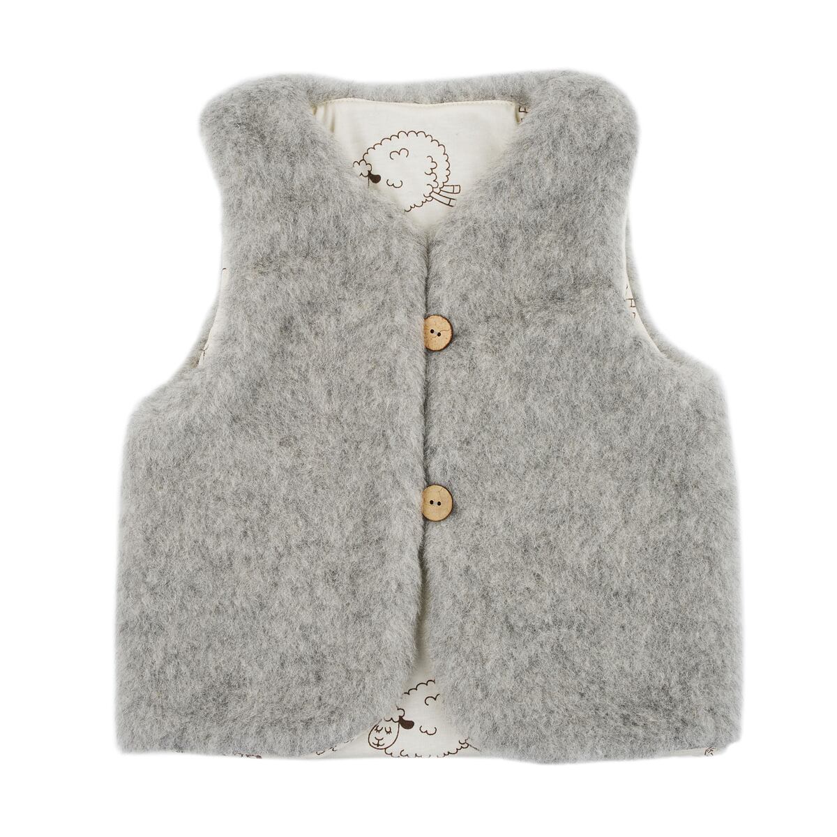 Dětská vlněná vesta s podšívkou šedá