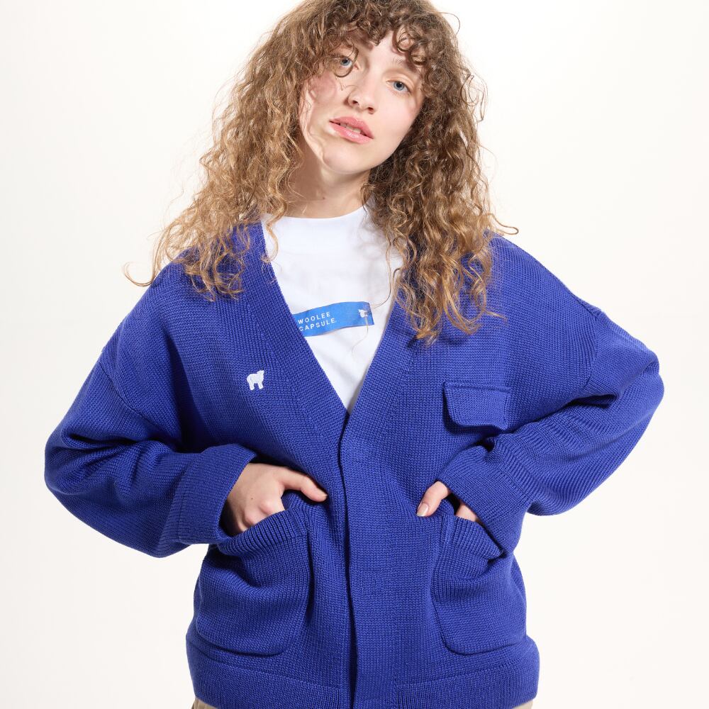 Vlněný kardigan Merino Woolee Capsule modrá