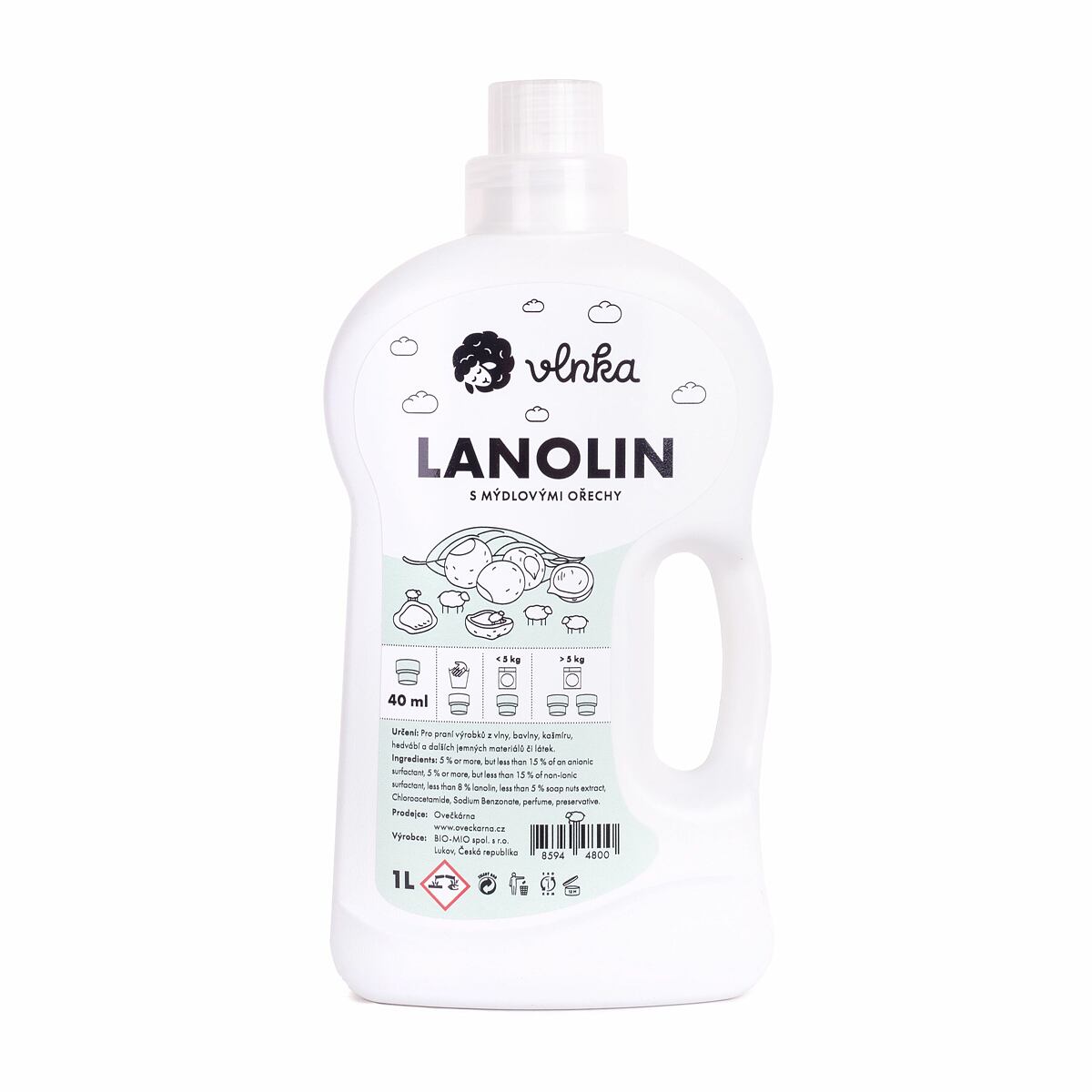 Lanolin s mýdlovými ořechy 1l