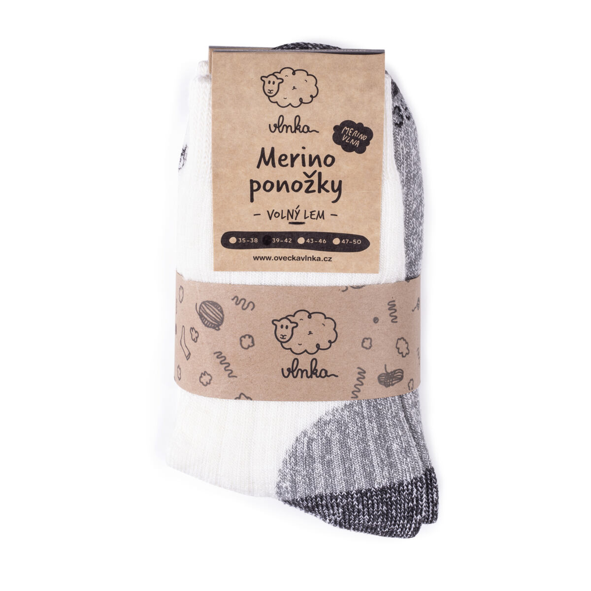 Ovčí ponožky Merino se zdravotním lemem 3 páry krémová