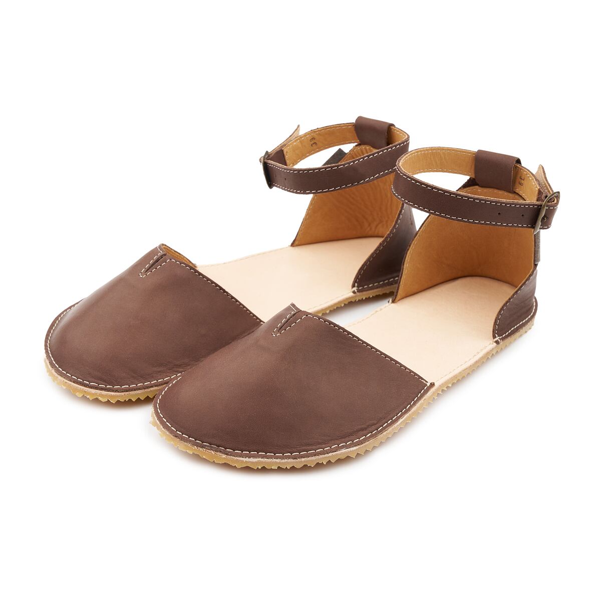Dámské barefoot kožené sandály Zina hnědá