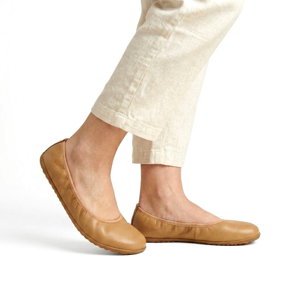 Kožené barefoot baleríny Kara hnědá