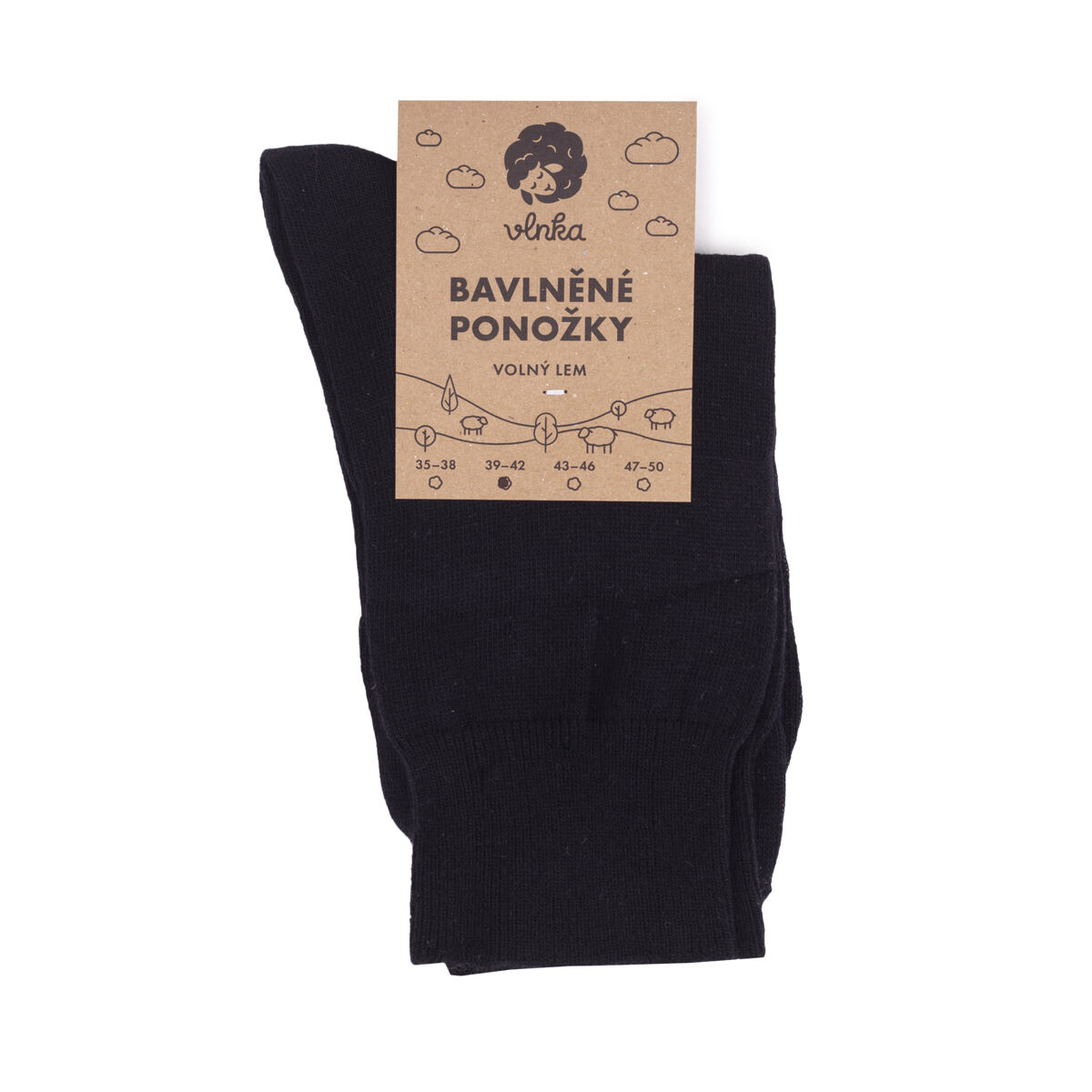 Bavlněné ponožky s volným lemem černá