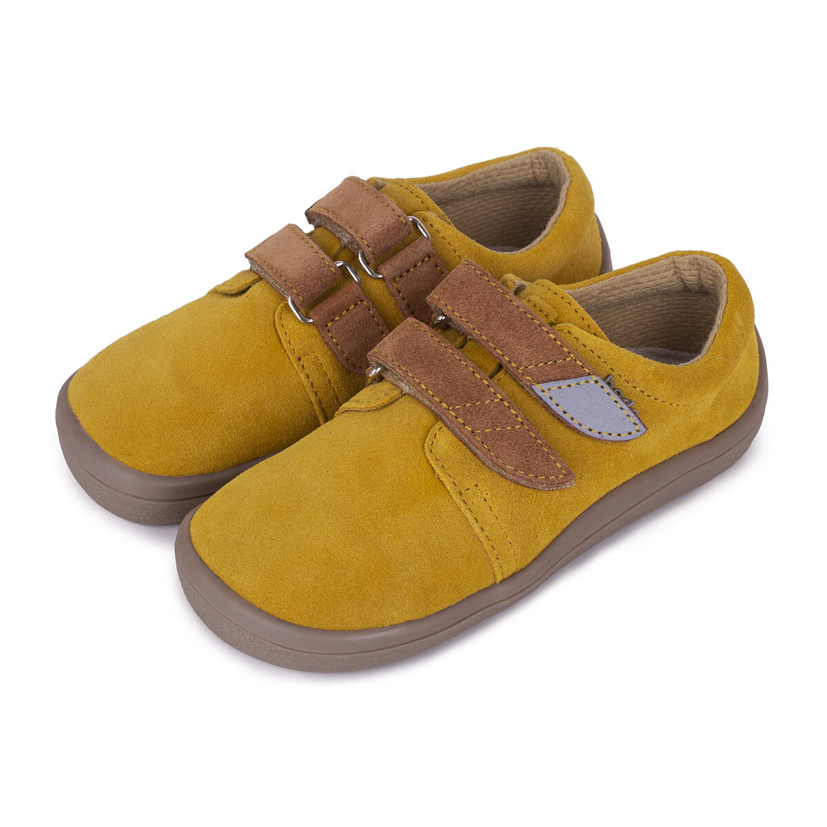 Dětské barefoot kožené tenisky na suchý zip Beda žlutá