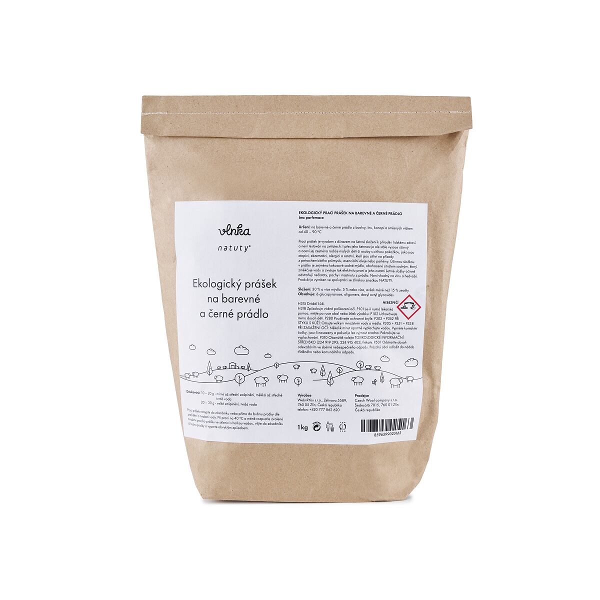 Ekologický prací prášek na barevné a černé prádlo Vlnka 1kg