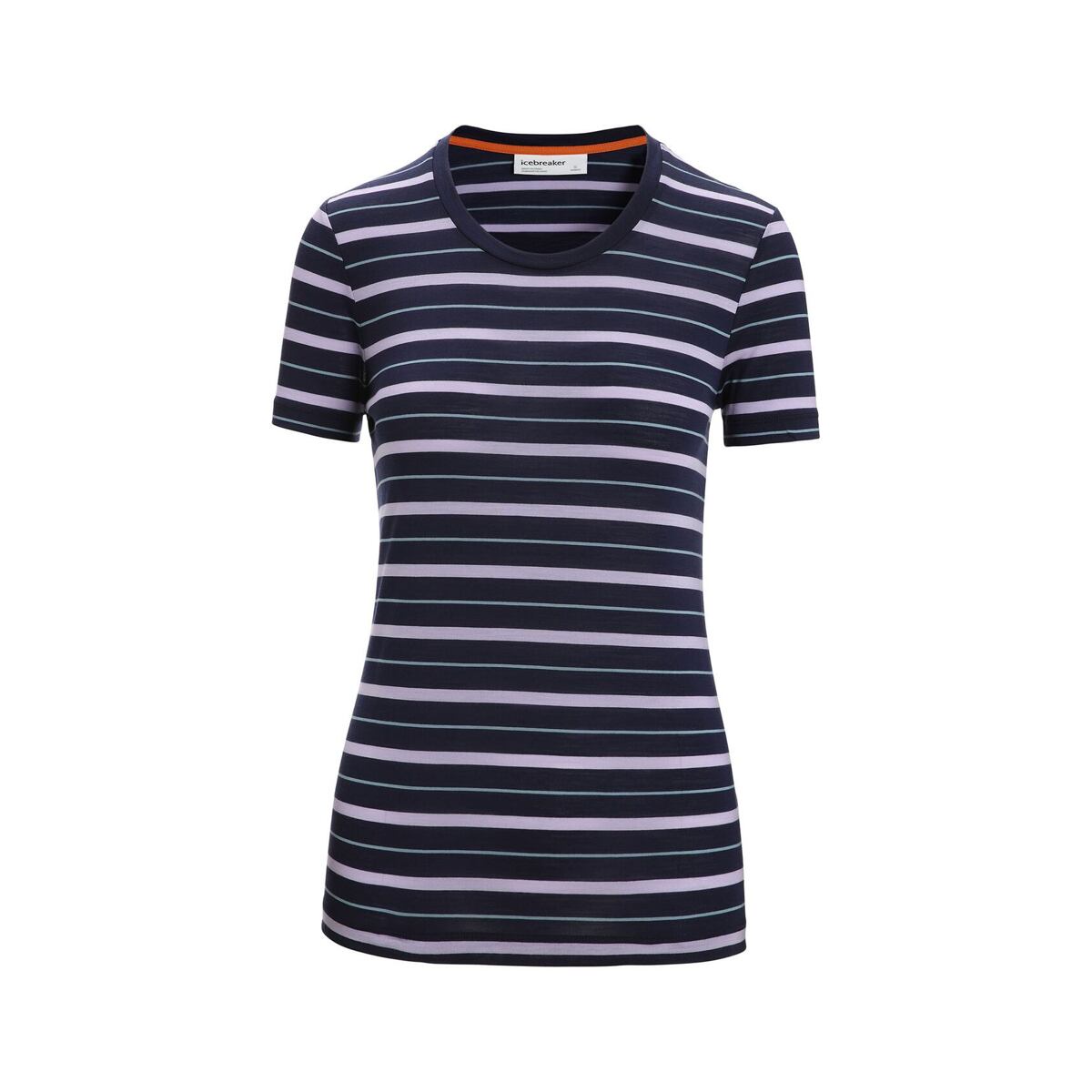 Dámské tričko Merino Blend Wave SS Tee Stripe Icebreaker Midnight Navy