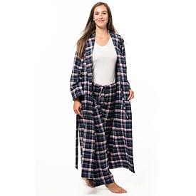 Dámský flanelový župan károvaný fialovorůžová