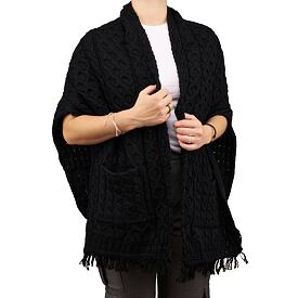 Cardigan aus Merino Wolle mit Taschen schwarz