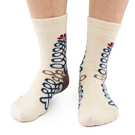 Schafwollsocken Merino mit Volksmuster natur