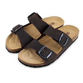 Heren kurken anatomische slippers Ben, bruin