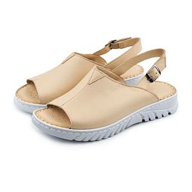 Dámske kožené sandále na kline Aneta béžová