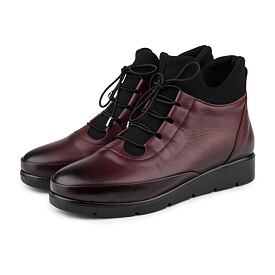 Dámske kožené členkové zateplené tenisky Manon červená