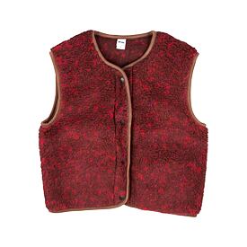 Dámská vlněná crop vesta na cvoky červená