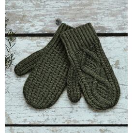 Handgestrickte Fäustlinge Merino grün