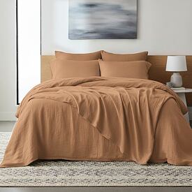 Musselin-Bettwäsche mit Reißverschluss, Beige