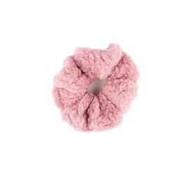 Vlněná scrunchie gumička do vlasů růžová