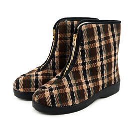 Pánské důchodky z ovčí vlny káro hnědá