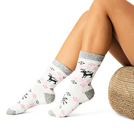 Socks with Merino sheep wool deer pink