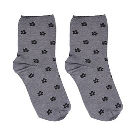 Bambussocken mit lockerem Saum Blumen grau