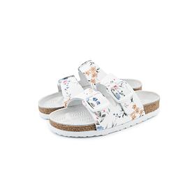 Anatomische Kinderpantoffeln aus Kork Blume weiß