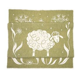 Merinowollen plaid met schaapjes, groen