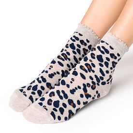 Női zokni viszkózból leopard bézs