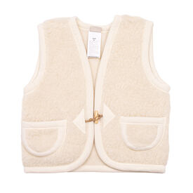 Dětská vesta z ovčí vlny s knoflíky přírodní