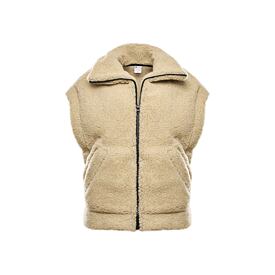 Wollweste mit Reißverschluss und Kragen natur