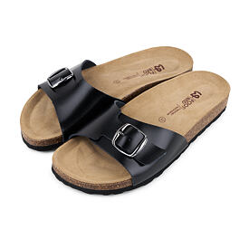 Damen anatomische Pantoffeln aus Kork Inka, schwarz