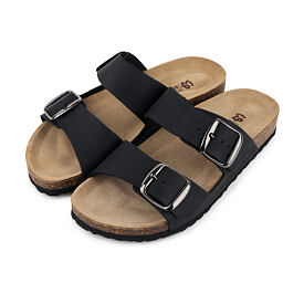 Damen anatomische Pantoletten aus Kork Clara, Schwarz
