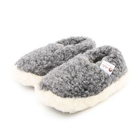 Dětské nízké TV bačkory z ovčí vlny šedá