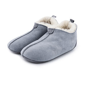 Dámske kožené papuče s ovčou vlnou Andy modrá