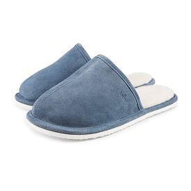 Pánské kožené pantofle s ovčí vlnou Tom modrá