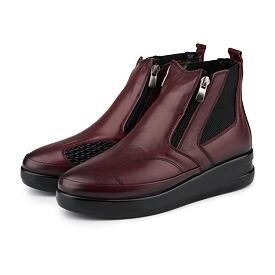 Dámske kožené členkové topánky na hallux so zipsom Rebeka červená