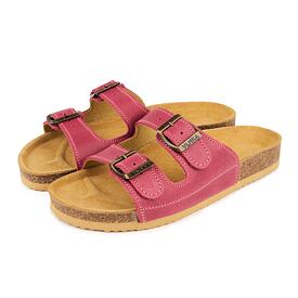 Anatomische kurkslippers Linda voor dames, donkerroze