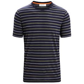 Pánské tričko Merino Blend Wave SS Tee Stripe Icebreaker Loden