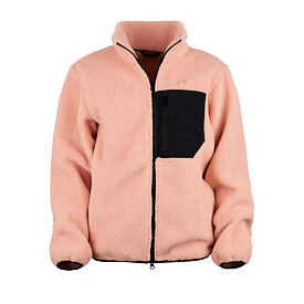 Women's fleece sweatshirt with two-way zipper pink