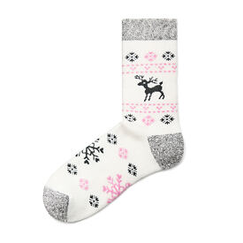 Calzini in lana Merino con cervo, rosa