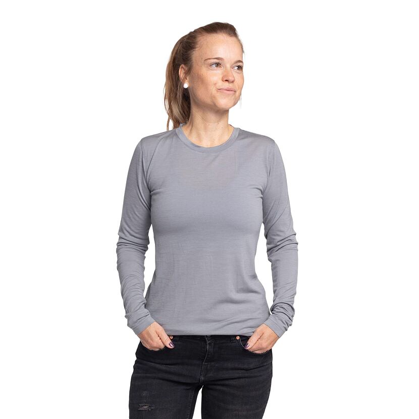 Damenshirt langarm Merino grau