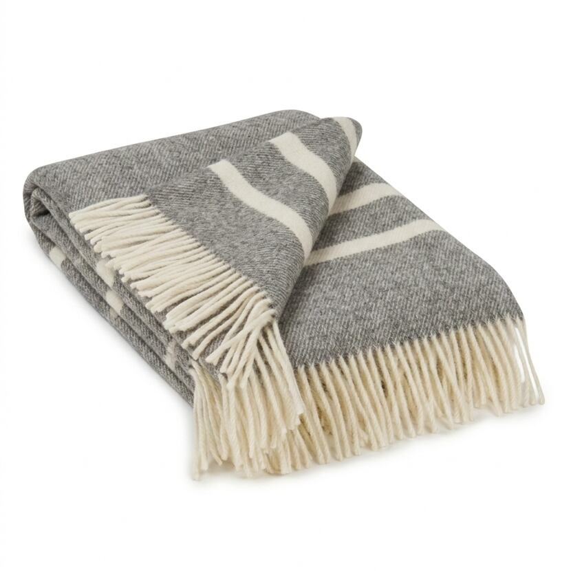 Pléd z ovčí vlny široký pruh