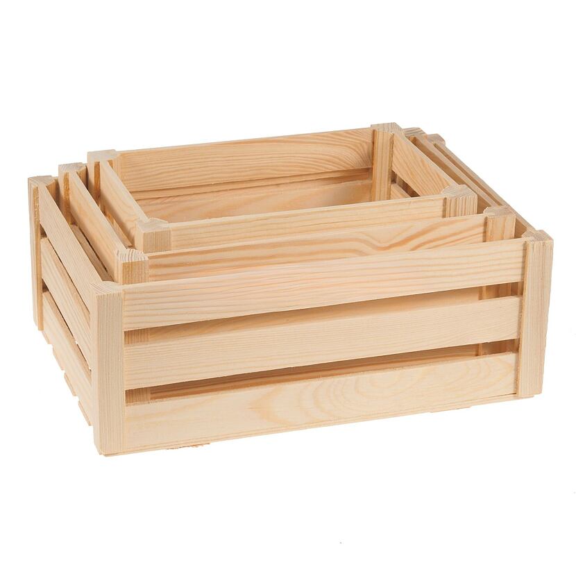 Houten kisten, set van 3 stuks