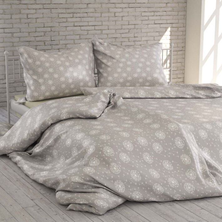 Cotton Bedding Floral Dandelion Gray