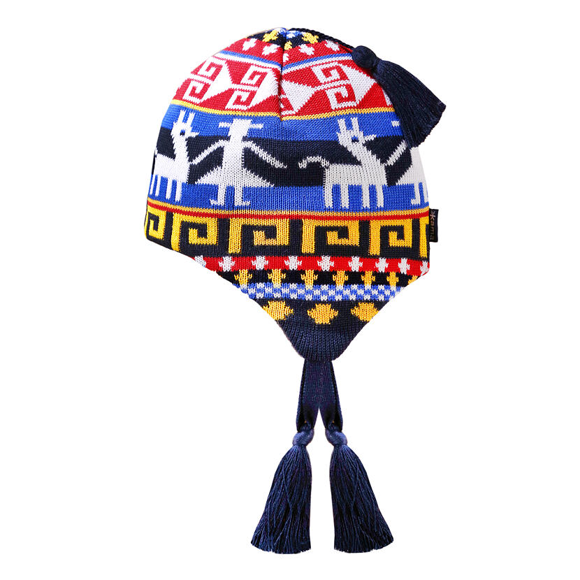 Kids cap with earflaps merino KAMA B82 - Dark Blue / Navy