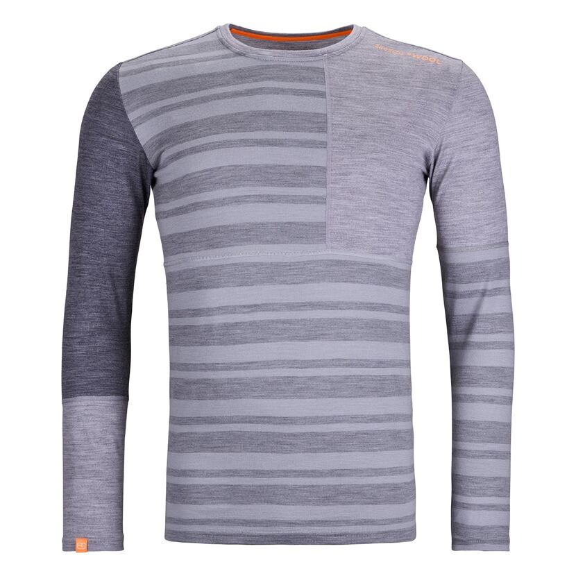 T-shirt Merino manches longues pour hommes 185 Rock'n'Wool Long Sleeve Ortovox Grey Blend